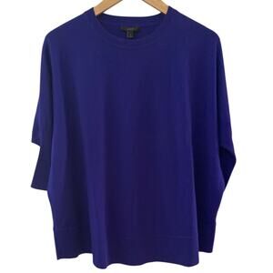 J. Crew Purple Short Sleeve‎ Merino Wool Oversized  Crewneck Sweater Size Small
